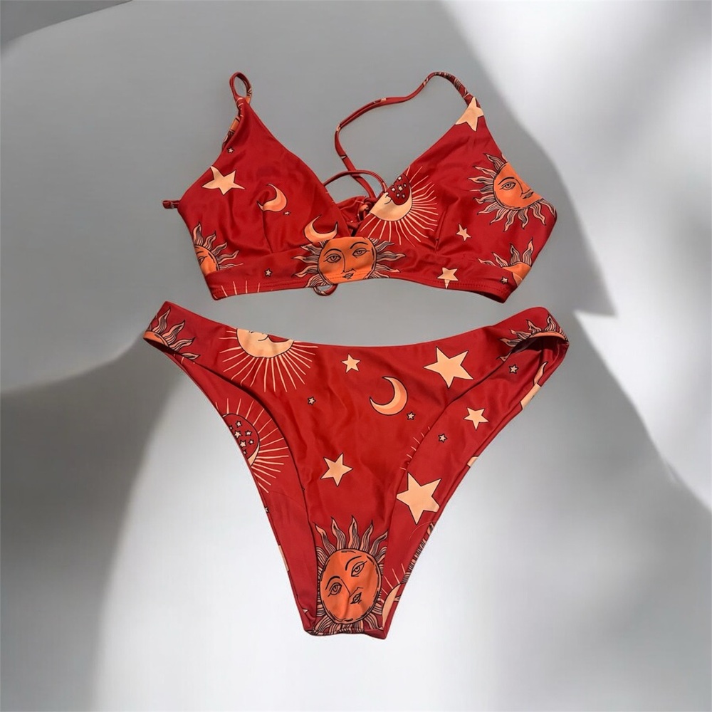 Zaful Red Sun and Moon Bikini